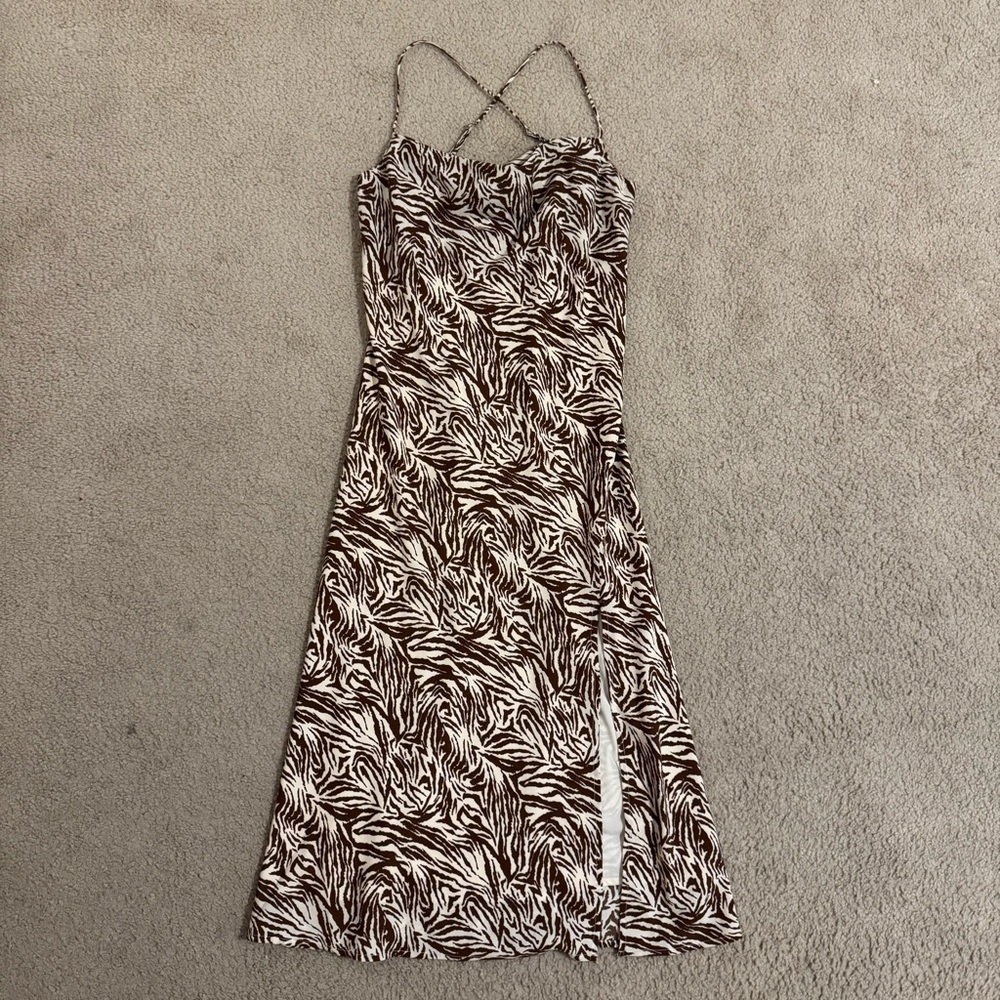 Lucy Paris brown zebra midi dress